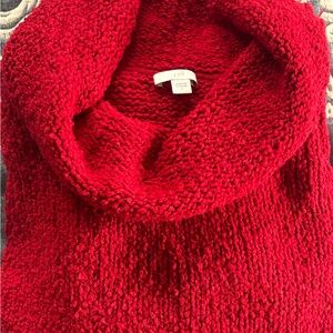 J. Jill Vibrant Red Textured Cowl Neck Sweater